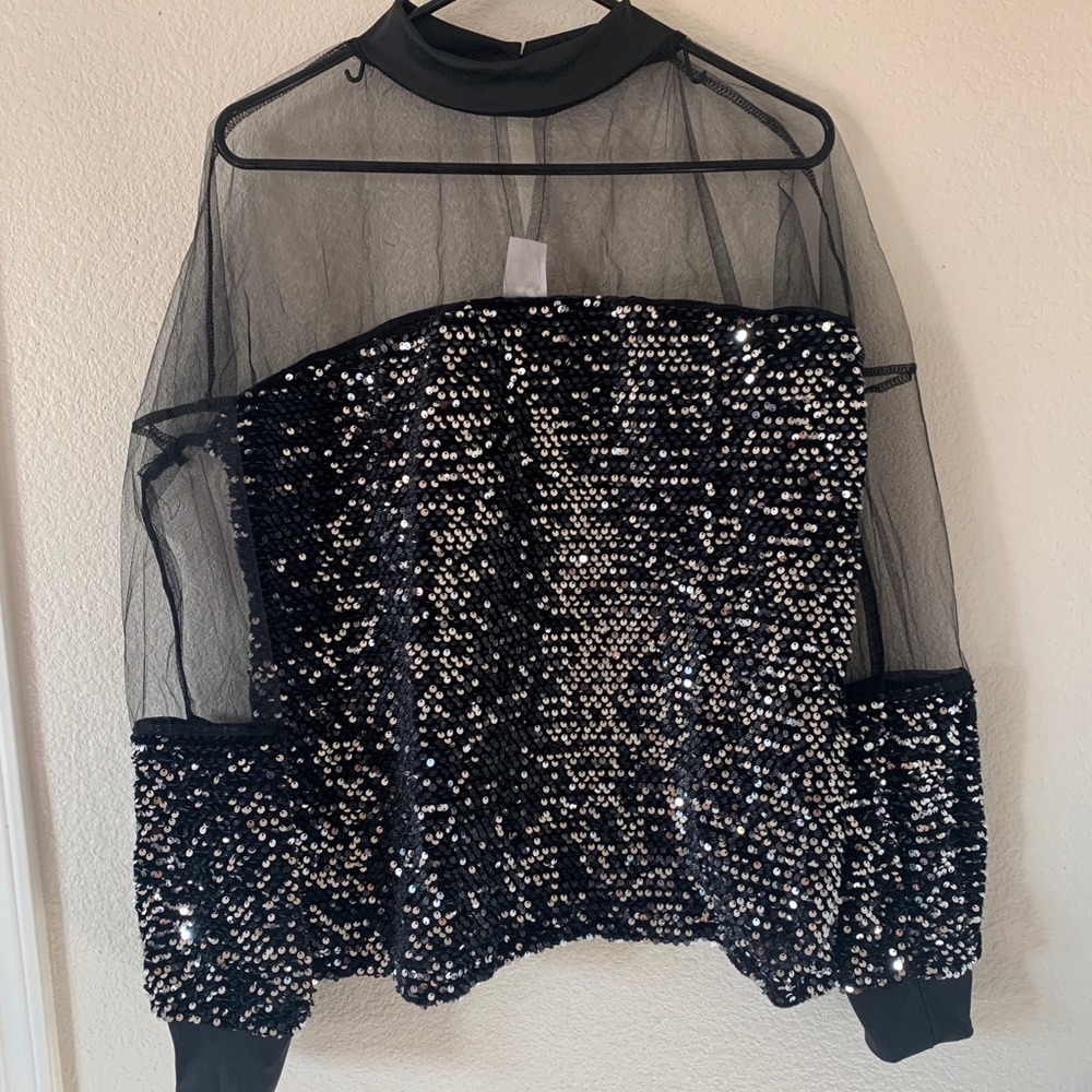 Black/Silver Sequin Top